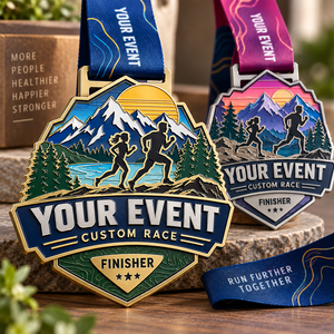 Custom Finisher Medal Running Race Marathon Award Medal Personalized Event Sports Medal With Custom Ribbon Logo OEM ODM medal ma - Product Image 1