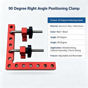 3 Pcs XT Brand Industrial Grade Woodworking 90 Positioning Square Set (1 Square + 2 Clamping Kits) Aluminum Alloy Right OEM - Product Image 5
