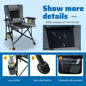 आउटडोर गतिविधियों के लिए तकिए के साथ खेल और मनोरंजन तह मछली पकड़ने की कुर्सियां - Product Image 4