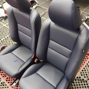 Fundas de Asiento de Cuero <span class=keywords><strong>Azul</strong></span> <span class=keywords><strong>Marino</strong></span> Premium con Costuras Verticales, Ajuste Personalizado, Juego Completo, Protector de Asiento de Auto Transpirable y Duradero - Product Image 1