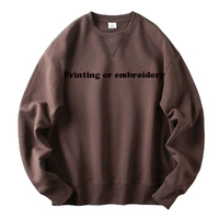 Pull-over surdimensionné avec logo brodé personnalisé Sweat-shirt vierge à col ras du cou pour hommes en éponge épaisse