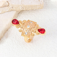 Dernier produit 2025 Vintage Ruby Stone Zirconia 18K Gold Plated Wedding Rings Elegant Finger Islamic Muslim Ring for Women Anel