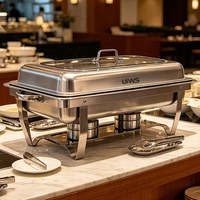 UIWS Réchaud de Luxe en Acier Inoxydable Doré pour Hôtellerie et Restauration, Capacité 9L, Couvercle en Verre Transparent, Vente Directe Usine