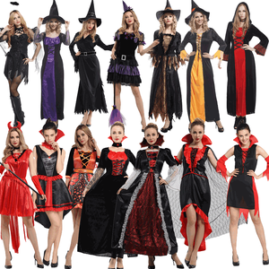 Halloween démon Noir <span class=keywords><strong>Rouge</strong></span> Robe Vampire Jeu Uniforme Cosplay Médiéval Vampire Vintage Cour Costume Femmes Halloween Costumes - Product Image 2