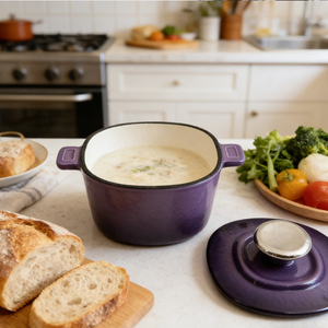 Petite cocotte en fonte émaillée avec couvercle, pot individuel pour la cuisson et la préparation culinaire - Product Image 1