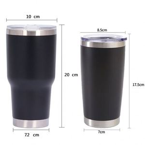 Gobelets isothermes en acier inoxydable de 30 oz et 20 oz avec couvercle coulissant, personnalisables, avec paille, noirs, vente en gros - Product Image 2