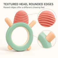 Anneau de dentition tortue en silicone de qualité alimentaire pour bébé, forme anneau facile à saisir, jouet de dentition côtelé en forme de coquille, design de personnage mignon, vente en gros, personnalisation OEM