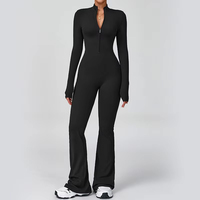 Ensemble de leggings de sport à manches longues avec fermeture éclair personnalisés pour femmes, vêtements de yoga, combinaison de sport pour femmes, combinaison de yoga