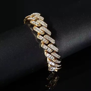 925 Sterling <b>Silver</b> Plated Moissanite <b>Charm</b> Bracelet 7 Inch Iced Round Cut Fashion Jewelry Unisex Hip Hop Bracelet for Mens - Product Image 3