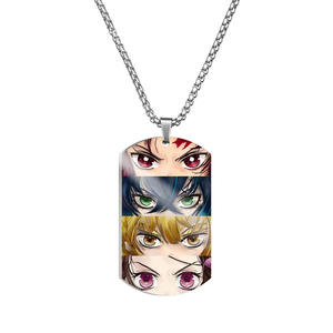 66 diseños Retro Anime una cara impresión Demoned Slayer Japandi <span class=keywords><strong>Tanjiro</strong></span> Nezuko Metal llaveros accesorios collar etiqueta - Product Image 2