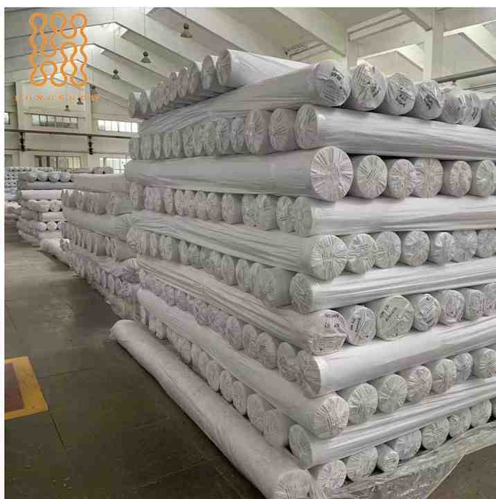 50cotton 50polyester 40s 227TC Satin Plain White Fabric for Hotel Bed