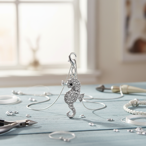 Ciondolo a forma di cavalluccio marino con cristalli di strass per la creazione di gioielli e accessori - Product Image 3