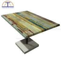 Plateau de table moderne en résine à motif bois et pierre, surface stratifiée résistante à la chaleur pour café, restaurant, hôpital, repas en extérieur