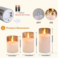 Bougie pilier LED sans flamme en acrylique doré 3D à effet vacillant, fonctionnant sur piles, pour mariage, Noël, décoration de la maison