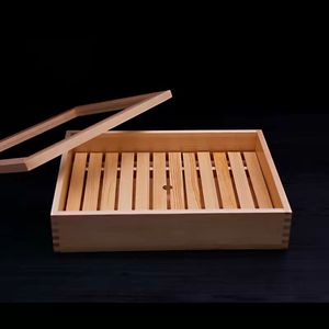 Bandeja de madera para sashimi con compartimento para hielo, para cocina japonesa, salmón, mariscos, carne de res, rollos de cordero, bandeja para servir, color madera natural - Product Image 4