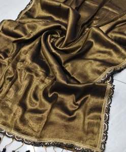 Sari en tissu tissé Akshay Sharma avec chemisier, écologique, séchage rapide, léger, teint uni, robe de mariée pour filles et femmes - Product Image 3