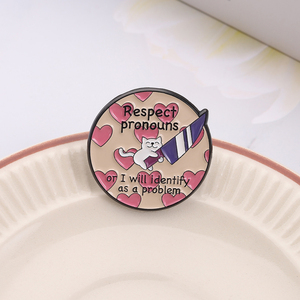 เข็มกลัดเคลือบเงา 3 มิติ ลายการ์ตูนน่ารัก แสดงความเคารพต่อคำนาม หรือจะบอกปัญหาได้เลย ของขวัญเครื่องประดับ - Product Image 3