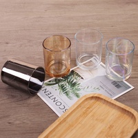 Luxus glänzende schillernde 7oz 10oz graues Glas Kerzen glas und Mode Bernstein Kerzen gefäße mit schwarzen Bambus deckeln für die Kerzen herstellung
