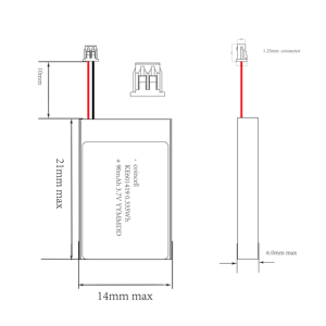601419 3,7 V 90mAh 20C batería de polímero de iones de litio de descarga de alta velocidad mini RC UAV batería RC batería de coche - Product Image 2