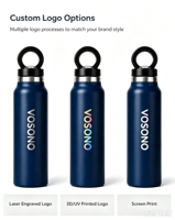 Bouteille d'eau magnétique avec support pour téléphone, en acier inoxydable, double paroi, isolée sous vide, anti-fuite, sans BPA, avec poignée, couvercle et paille, pour le sport