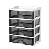 Boîte de rangement de luxe noire pour coiffeuse, organisateur de cosmétiques transparent multi-niveaux, tiroir de finition lumineux coulissant, armoire de type tiroir