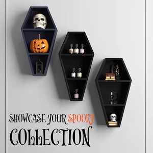 Estante de Almacenamiento de Madera Estilo Gótico de 3 Niveles, Decoración de Halloween, Estante de Escritorio Interior con Forma de Calabaza - Product Image 4