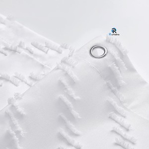 <span class=keywords><strong>Rideau</strong></span> <span class=keywords><strong>de</strong></span> <span class=keywords><strong>douche</strong></span> en tissu blanc infroissable, style bohème, à franges géométriques, à rayures, avec pompons, <span class=keywords><strong>rideau</strong></span> <span class=keywords><strong>de</strong></span> salle <span class=keywords><strong>de</strong></span> bain texturé, style <span class=keywords><strong>shabby</strong></span> chic - Product Image 4