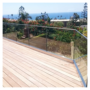 DERCHI Modern Exterior Outdoor Balcony Stair Railing Frameless Glass Fence Balustrade <strong>Handrail</strong> Black Aluminum U Channel Railing - Product Image 3