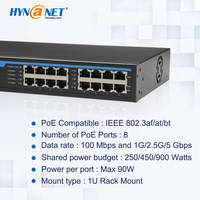 Injecteur POE Midspan 8 canaux 90W avec vitesse 5G compatible avec la norme IEEE802.3BT utilisée pour Wifi6