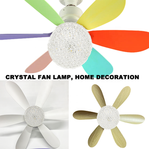 Оптовая Продажа с фабрики, светодиодный вентилятор с дистанционным управлением, 6 лезвий, красочные хрустальные лампочки, современный низкопрофильный потолочный вентилятор с подсветкой - Product Image 5
