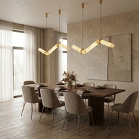 Lustre moderne simple en marbre, design créatif, lampe suspendue de luxe, hauteur réglable, luminaire suspendu en albâtre pour salon