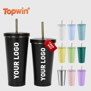500ml Stainless Steel Vacuum Tumbler With Straw Lid Custom Logo Coffee <b>Mug</b> for Travel Office Gift - Product Image 2