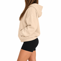 Sweat-shirt à capuche oversize pour femme, couleur unie, en coton tricoté, décontracté, avec poches avant, style hiver, coupe classique