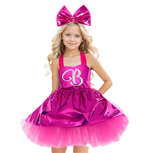 Kızlar Prenses Pembe Bebek İlhamı Tutu Elbise Seti (Fiyonklu Taçlı) Polyester Cadılar Bayramı TV Film Cosplay Sahne Performansı - Product Image 1