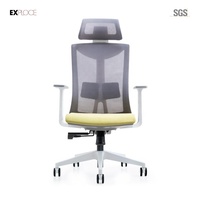 Chaise de bureau pivotante à dossier haut en maille grise avec cadre blanc pour PC Gamer