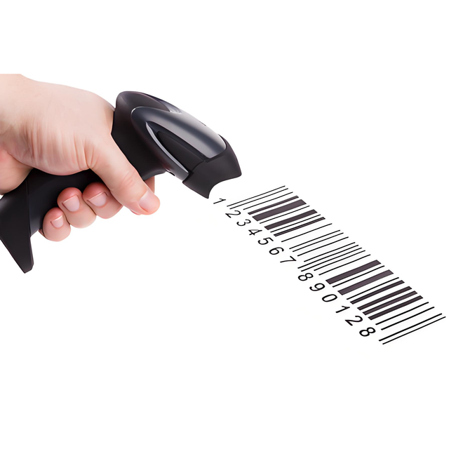Portable 1/2D Barcode Scanner with Infrared Technology Wi-Fi 6 Black Color Supports Multiple Reading Lines Mounting Options