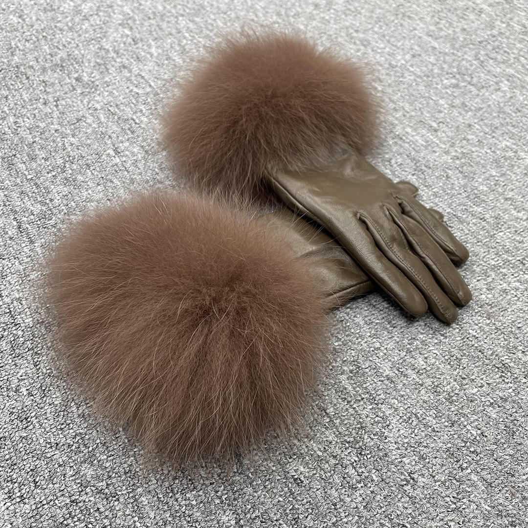 5 leather gloves brown