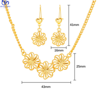 Ensemble collier et boucles d'oreilles pour femme JXX en laiton plaqué or 24 carats, motif floral indien, cadeau pour mariage, fiançailles, anniversaire, fête