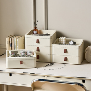Cosmetic Storage <b>Box</b> With Drawers 18L Desktop Organizer For <b>Makeup</b> And Stationery Solid Color - Product Image 2