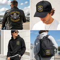 Écusson brodé personnalisé Crâne, Badge de Motard, Écussons thermocollants ou à coudre haute densité pour Vestes, Gilets, Vêtements et Accessoires