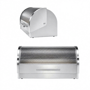 Boîte à pain en acier inoxydable avec couvercle rabattable et grille de ventilation, conteneur de rangement alimentaire moderne pour la cuisine - Product Image 2
