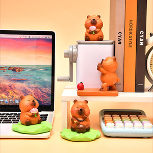 Cute Capybara Resin Phone Holder Rotatable Base Desk Ornament Cartoon Style Gift - Product Image 2