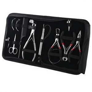 Best Selling Microlinks 10pcs Hair Extensions Tools Kit Crimping <b>Tape</b> in Plier Hair Clips Hair Parting Tool Mini Scissor Needles - Product Image 1
