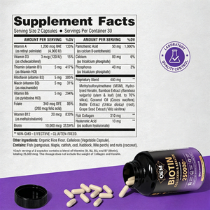 Capsules de complexe biotine-collagène OEM ODM, 60 unités, avec MSM et acide hyaluronique, sans OGM, sans gluten, complément alimentaire - Product Image 5