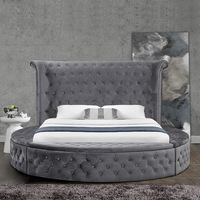 Amerikanisches Luxuriöses Modernes Queen-Size-Bett mit Polsterung Europäisch-Minimalistisches Hochzeitsbett mit Metallrahmen und Boxspring