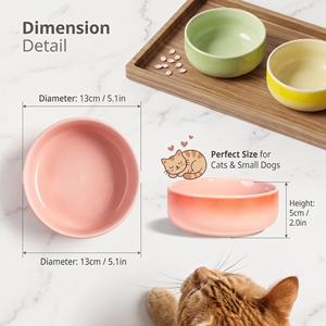 Tazón de Cerámica con Temperatura Constante para Mascotas, Antideslizante, Anti-Acné, 13 cm, 4 Colores Degradados para Gatos y Perros Pequeños, OEM - Product Image 3