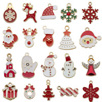 20 Breloques de Noël Assorties en Alliage de Zinc, Plaqué Or, avec Sertissage Émaillé, Adorables pour la Fabrication de Bijoux