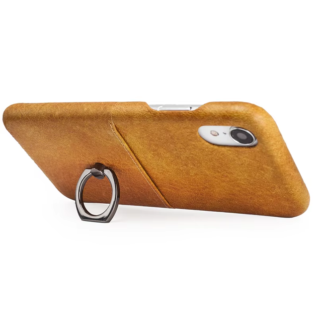Full-Grain Leather Magnetic Wallet Phone Case with Kickstand for iPhone XR Wholesale