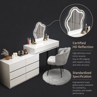 Ensemble de coiffeuse élégante en bois, grande capacité, minimaliste, avec 8 tiroirs, armoire de rangement latérale éclairée et amovible, pour salon et chambre