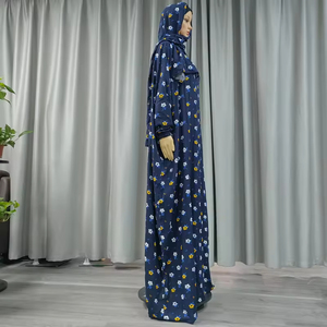 Nouvelle Abaya Longue en Tissu Rayonne Coton Imprimé Floral OEM, Robe Musulmane Modeste avec Voile, Kaftan Femme, Vêtement Jilbab de Dubaï - Product Image 2